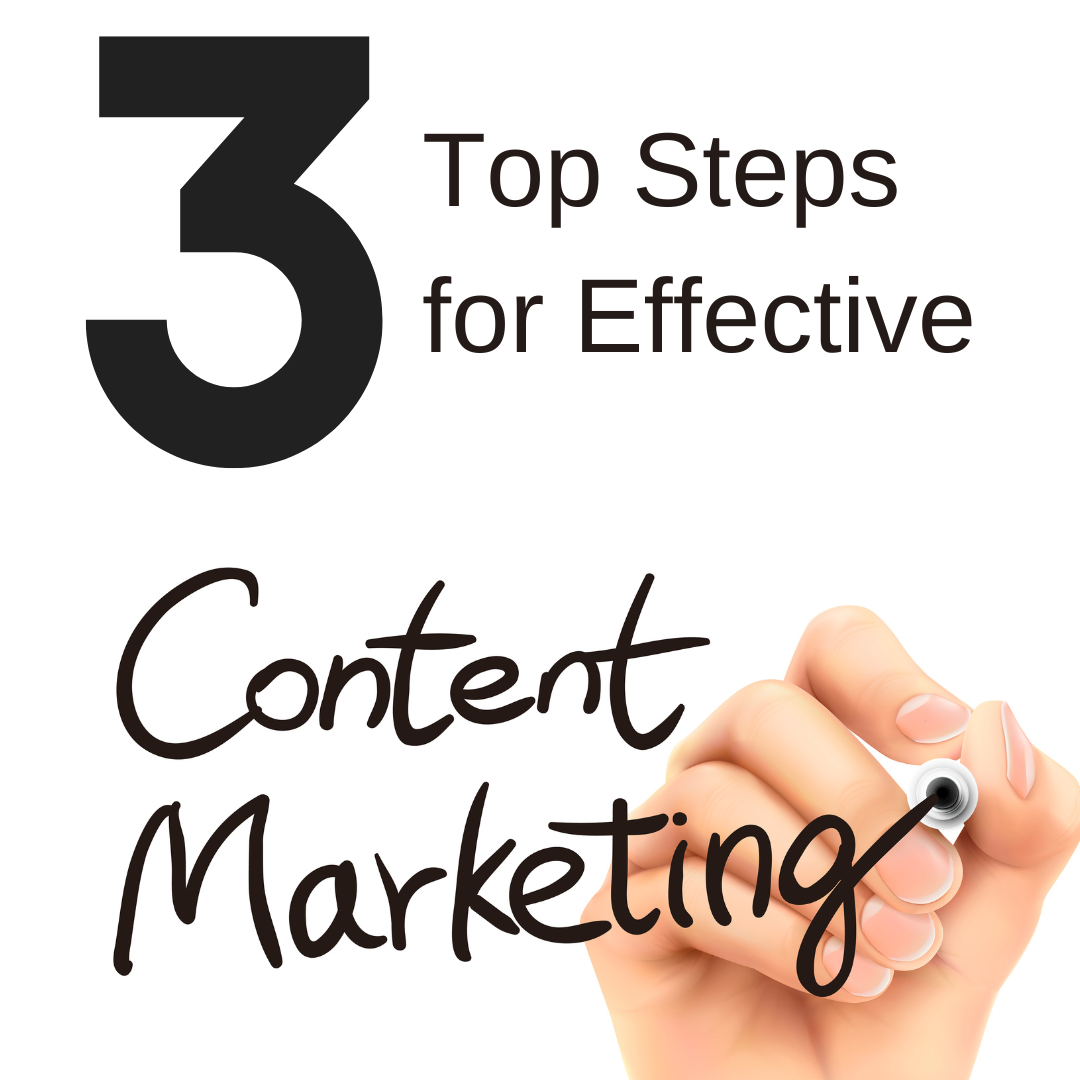 hand writing content marketing words say 3 top steps for effective content marketing